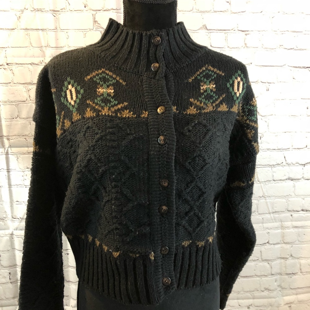 Esprit Black and Green Patterned Cardigan